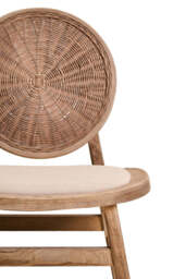 Cebu Beige Fabric and White Wash Elm Wood Dining Chair - thumbnail 5