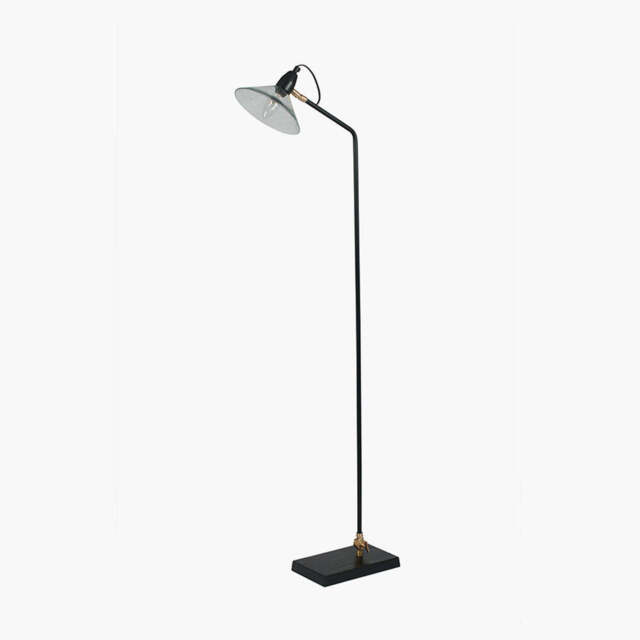 Canton Matt Black Metal and Glass Cone Floor Lamp - image 1