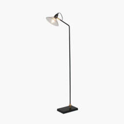 Canton Matt Black Metal and Glass Cone Floor Lamp - thumbnail 2