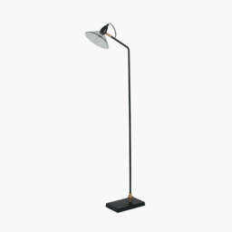 Canton Matt Black Metal and Glass Cone Floor Lamp - thumbnail 1