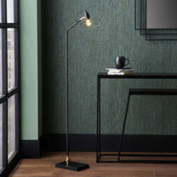 Canton Matt Black Metal and Glass Cone Floor Lamp - thumbnail 3