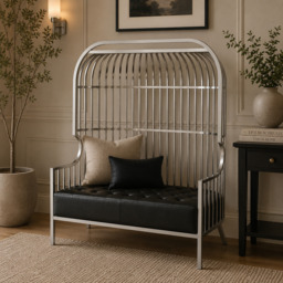 Eliza Two Seat Dome Cage Silver Sofa