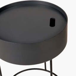 Hugo Dark Grey Wood Veneer and Black Metal Storage Table - thumbnail 4