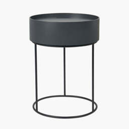 Hugo Dark Grey Wood Veneer and Black Metal Storage Table - thumbnail 2
