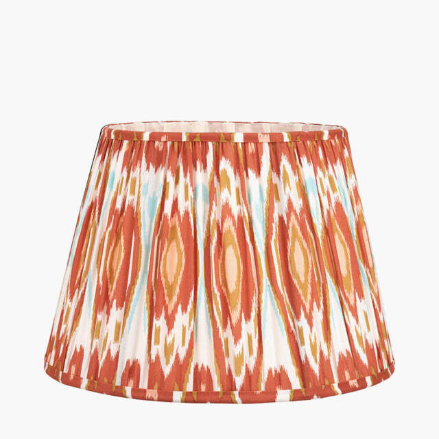 Izara 40cm Cinnamon Ikat Patterned Mushroom Pleat Tapered Lampshade - image 1