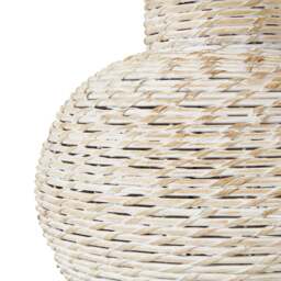 White Wash Bulbous Wicker Table Lamp With Linen Shade - thumbnail 3