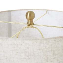 White Wash Bulbous Wicker Table Lamp With Linen Shade - thumbnail 2