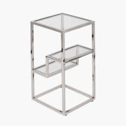 Aleandra Clear Glass and Silver Metal Side Table - thumbnail 1