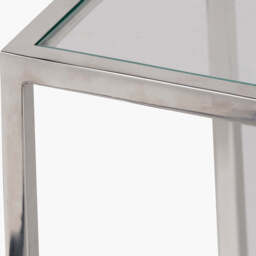 Aleandra Clear Glass and Silver Metal Side Table - thumbnail 4