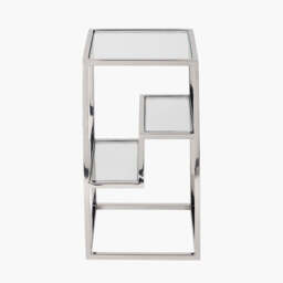 Aleandra Clear Glass and Silver Metal Side Table - thumbnail 2