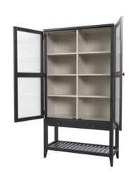 Barwick Charcoal & Soft Natural 2 Door 1 Drawer Glazed Cabinet - thumbnail 6