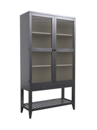 Barwick Charcoal & Soft Natural 2 Door 1 Drawer Glazed Cabinet - thumbnail 2