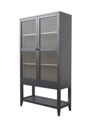 Barwick Charcoal & Soft Natural 2 Door 1 Drawer Glazed Cabinet - thumbnail 4