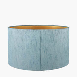 Stellan 40cm Duck Egg Slubbed Silk Mix Gold Lined Cylinder Lampshade - thumbnail 3