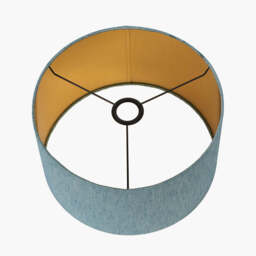 Stellan 40cm Duck Egg Slubbed Silk Mix Gold Lined Cylinder Lampshade - thumbnail 4