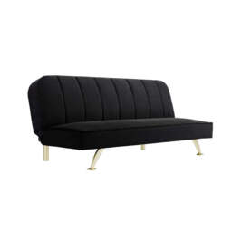 BURLINGTON SOFA BED BLACK VELVET / BRUSHED GOLD - thumbnail 2