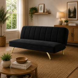 BURLINGTON SOFA BED BLACK VELVET / BRUSHED GOLD - thumbnail 1