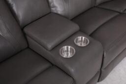 Novie Grey Leather Manual Large Corner Recliner With Console Unit - thumbnail 4
