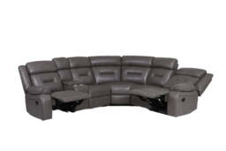 Novie Grey Leather Manual Large Corner Recliner With Console Unit - thumbnail 3