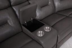 Novie Grey Leather Manual Large Corner Recliner With Console Unit - thumbnail 6