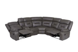Novie Grey Leather Manual Large Corner Recliner With Console Unit - thumbnail 5
