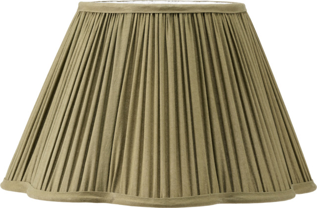 Malia 35cm Olive Green Mushroom Pleat Scalloped Tapered Lamp Shade