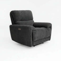 Cairo Black Lay-Z-Boy Style Fabric Power Recliner Chair - thumbnail 1