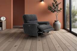 Cairo Black Lay-Z-Boy Style Fabric Power Recliner Chair - thumbnail 5