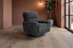 Cairo Black Lay-Z-Boy Style Fabric Power Recliner Chair - thumbnail 4
