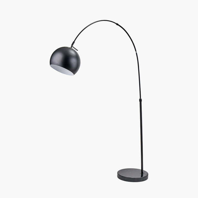 Feliciani Matt Black Metal and Black Marble Floor Lamp - image 1