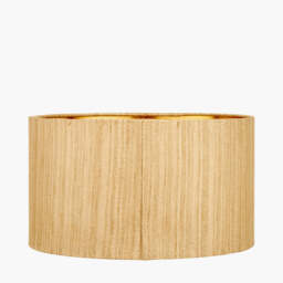 Stellan 40cm Gold Slubbed Faux Silk Gold Lined Cylinder Lampshade - thumbnail 3