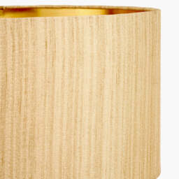 Stellan 40cm Gold Slubbed Faux Silk Gold Lined Cylinder Lampshade - thumbnail 4