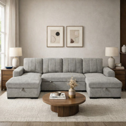 Como U Shape Sofabed With Ottoman Storage Grey Morgan - Malvern - Somerford - Calix - Euphoria - Plush Style - thumbnail 1