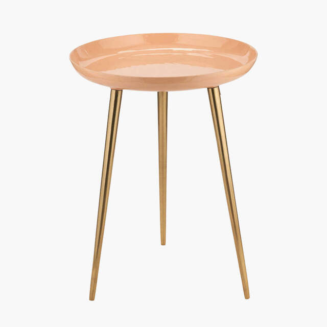 Seline Apricot Enamel and Gold Metal Side Table - image 1