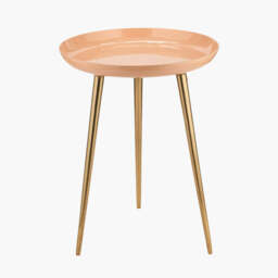 Seline Apricot Enamel and Gold Metal Side Table - thumbnail 1