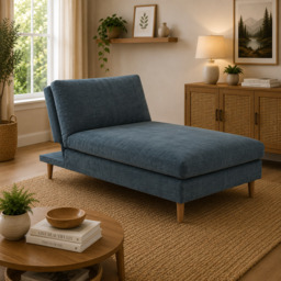 Eryx Navy Chenille Scott Chaise Sofa Bed - thumbnail 1
