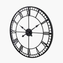 Black Metal Round Wall Clock Large - thumbnail 3