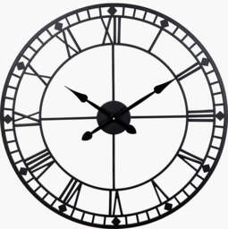 Black Metal Round Wall Clock Large - thumbnail 2