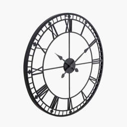 Black Metal Round Wall Clock Large - thumbnail 1