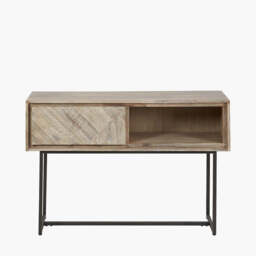 Marca Sand Wash Acacia Wood and Black Metal 1 Drawer Console Table - thumbnail 2