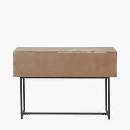 Marca Sand Wash Acacia Wood and Black Metal 1 Drawer Console Table - thumbnail 3