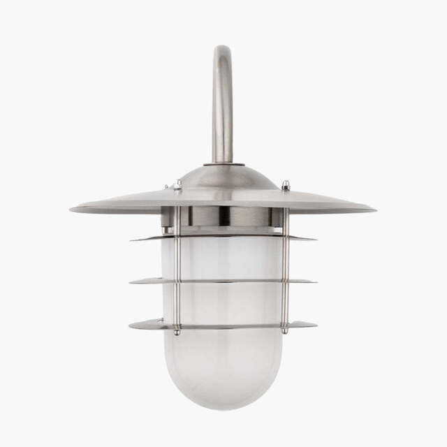 Centauri Brushed Steel Metal and Opaque Glass Wall Light - image 1