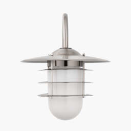 Centauri Brushed Steel Metal and Opaque Glass Wall Light - thumbnail 1