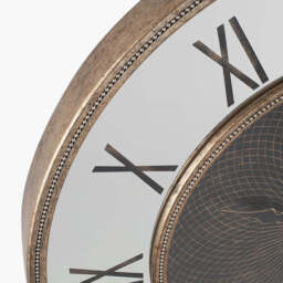Antique Gold Wood and Geo Print Mirror Wall Clock - thumbnail 2