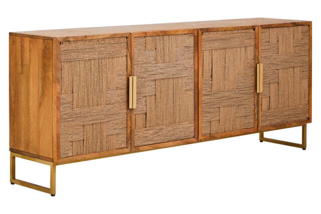 Teora Mango Wood Paper Rope Detail Four Door Sideboard - image 1