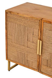 Teora Mango Wood Paper Rope Detail Four Door Sideboard - thumbnail 2