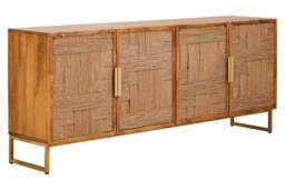 Teora Mango Wood Paper Rope Detail Four Door Sideboard - thumbnail 1