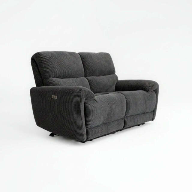 Cairo Black Lay-Z-Boy Style Fabric Power Recliner 2 Seater Sofa - image 1