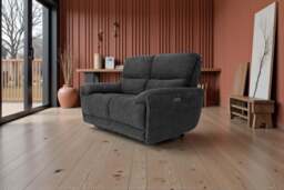 Cairo Black Lay-Z-Boy Style Fabric Power Recliner 2 Seater Sofa - thumbnail 3