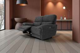 Cairo Black Lay-Z-Boy Style Fabric Power Recliner 2 Seater Sofa - thumbnail 5
